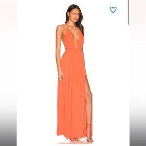 Superdown arina maxi dress. Bright orange. Size small. Wore once to a wedding.
